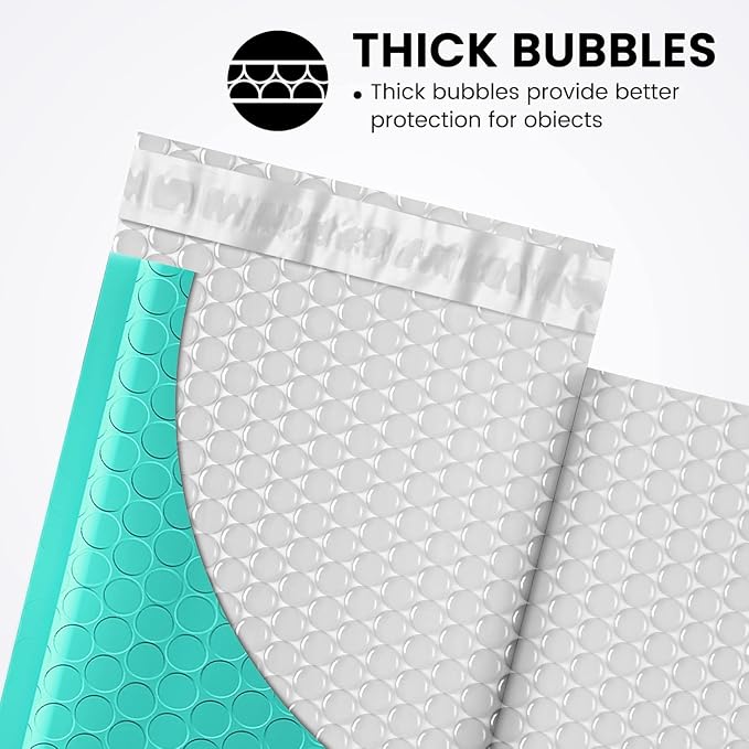 Fuxury Teal Bubble Mailers 4x8" 4000 Pack, Waterproof Padded Envelopes Self - Image 3