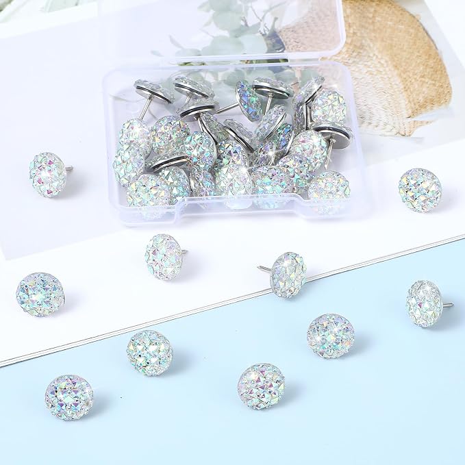 Prasacco 40 Pcs Diamond Push Pins Glitter Rhinestone Thumb Tacks Decorative - Image 3