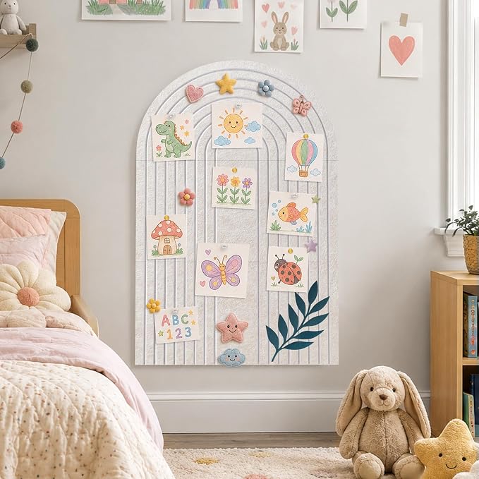 Large Arched Felt Bulletin Board, Stylish Sized 36" x 24" Cork Board Alternative - Image 8