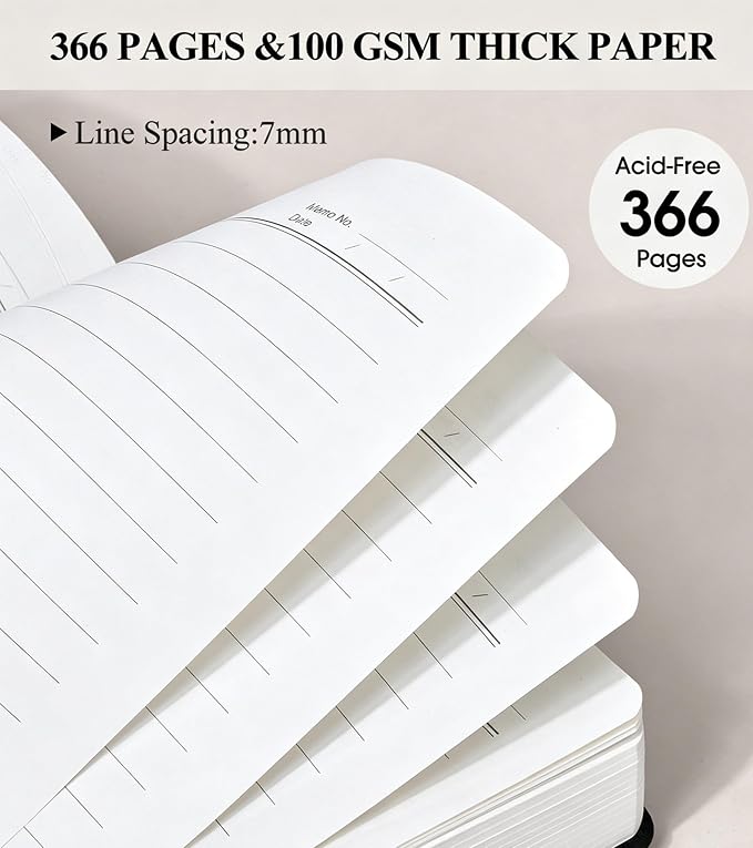 PAIBAS 7.6 x 10 Lined Notebook Journal 370 Pages Leather Journal - Image 4