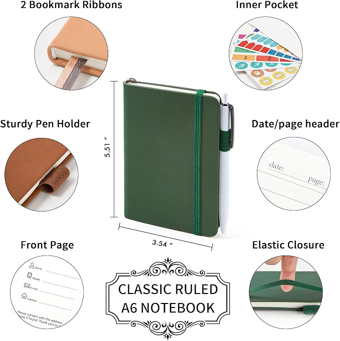 feela Pocket Notebook Journals, Mini Cute Small Hardcover College Ruled Notepad - Image 2