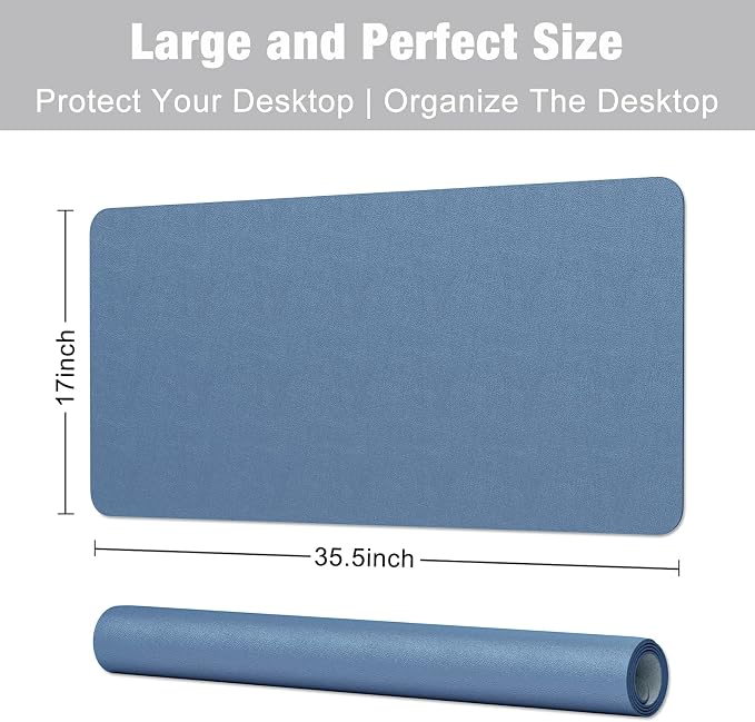 Hsurbtra Desk Pad, 35.5" x 17" PU Leather Desk Mat, XXL Extended Mouse Pad - Image 3