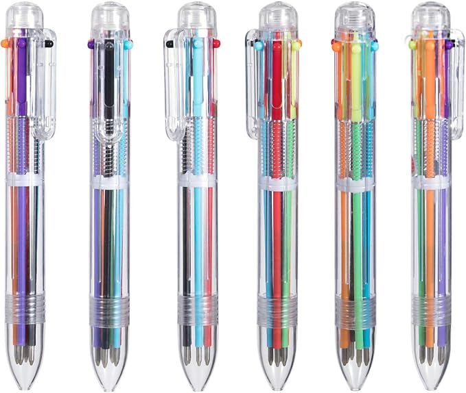 favide 12 Pack 0.5mm 6-in-1 Multicolor Ballpoint Pen, 6-Color Retractable by favide