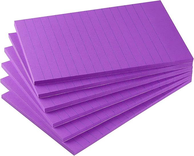Early Buy 6 Pads Lined Sticky Notes with Lines 4x6 Self-Stick Notes Bright Color Sticky Notes, 45 Sheets/Pad (Purple)-DeskLoop Office
