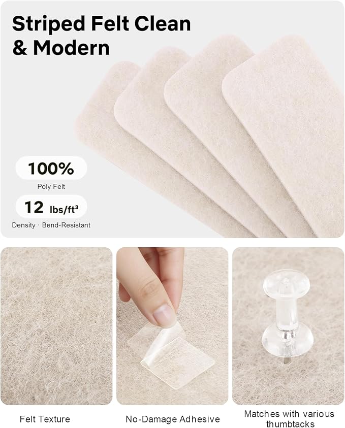 Small Cork Bulletin Board Tiles, Felt Wall Decor and Office Desk Accessories - Image 3