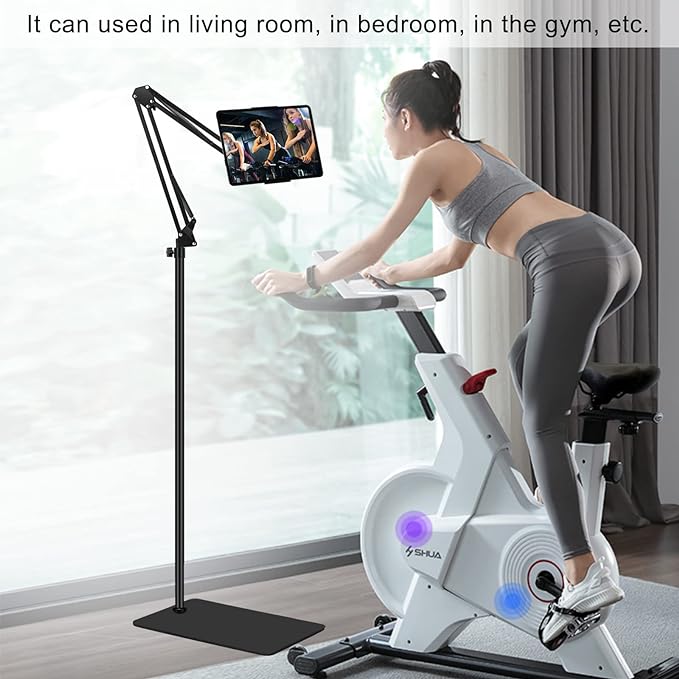 Tablet Floor Stand with 6LB Weight, Overhead Bed phone Stand Angle Height - Image 6