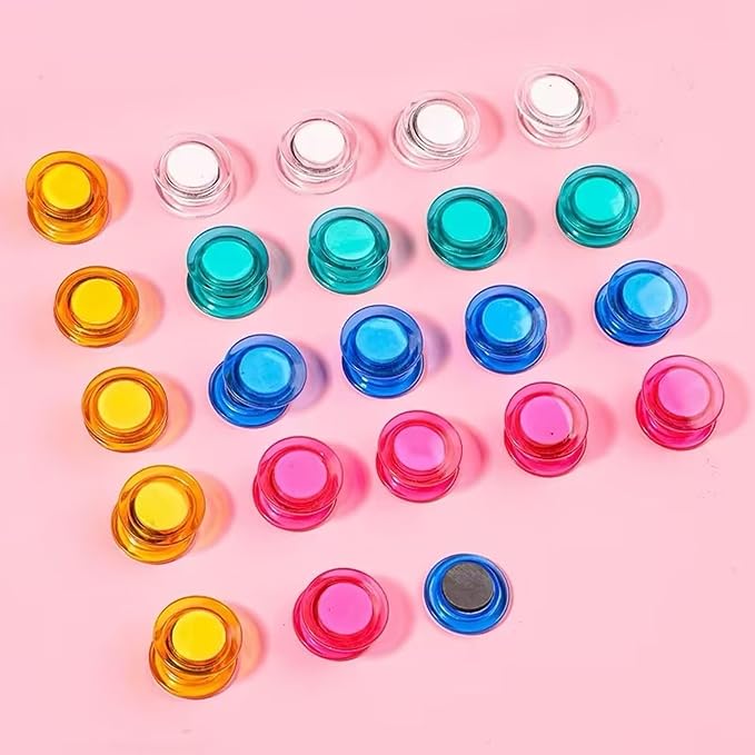 Round Plastic Fridge Magnets, 1.18 in/30mm, Translucent Multicolor, Heavy-Duty - Image 7