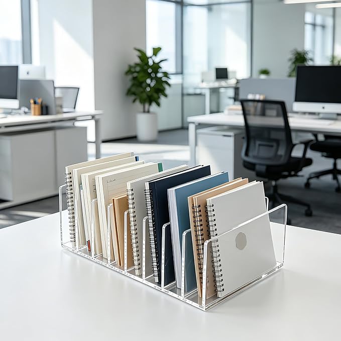 8 Compartments Clear Acrylic Mail Holder – Vertical Letter Sorter & - Image 5