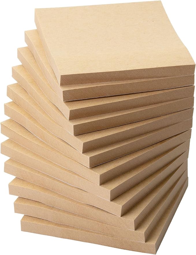 Mr. Pen- Kraft Sticky Notes, 3”x3”, 12 Pads, Self-Stick Note Pads, Brown, Craft Paper 3x3 Sticky Notes-DeskLoop Office
