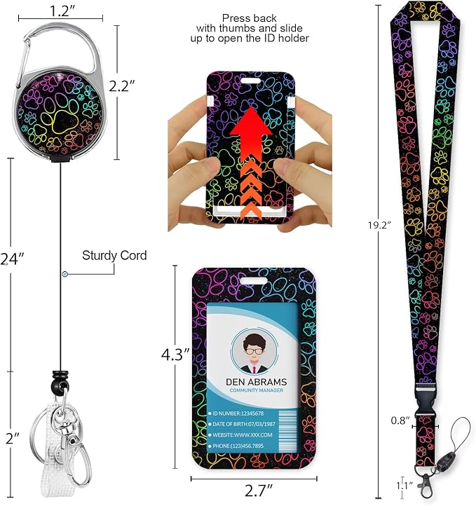 Piefly Lanyards for Id Badges, Cute Dog Paw Lover Badge Holder - Image 5