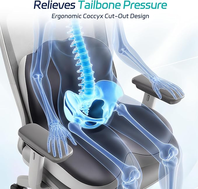 Back and Seat Cushion for Office, Back & Tailbone Pain Relief, Raised Cushion - Image 4