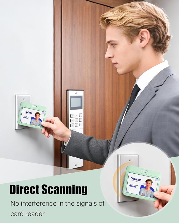 Uniclife 3 Pack Sliding ID Badge Holder Light Green Horizontal Hard Plastic Case - Image 2