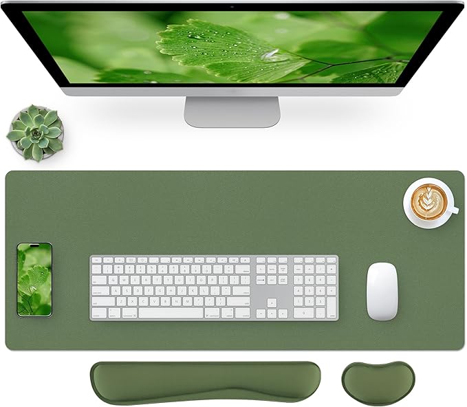 Bloss Leather Mouse Pad with Wrist Rest, Large Mousepad + Keyboard Pad by Bloss