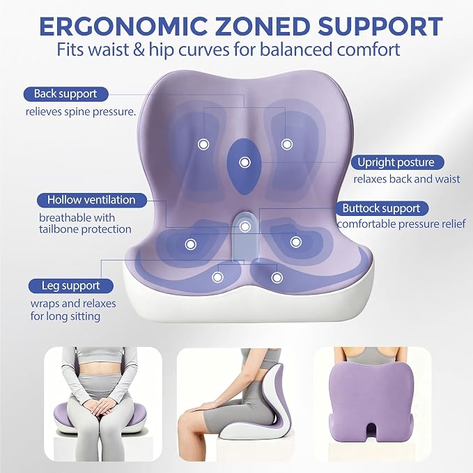 Seat Cushion for Office Chair and Car, Ergonomic Memory Foam Seat Cushion - Image 3