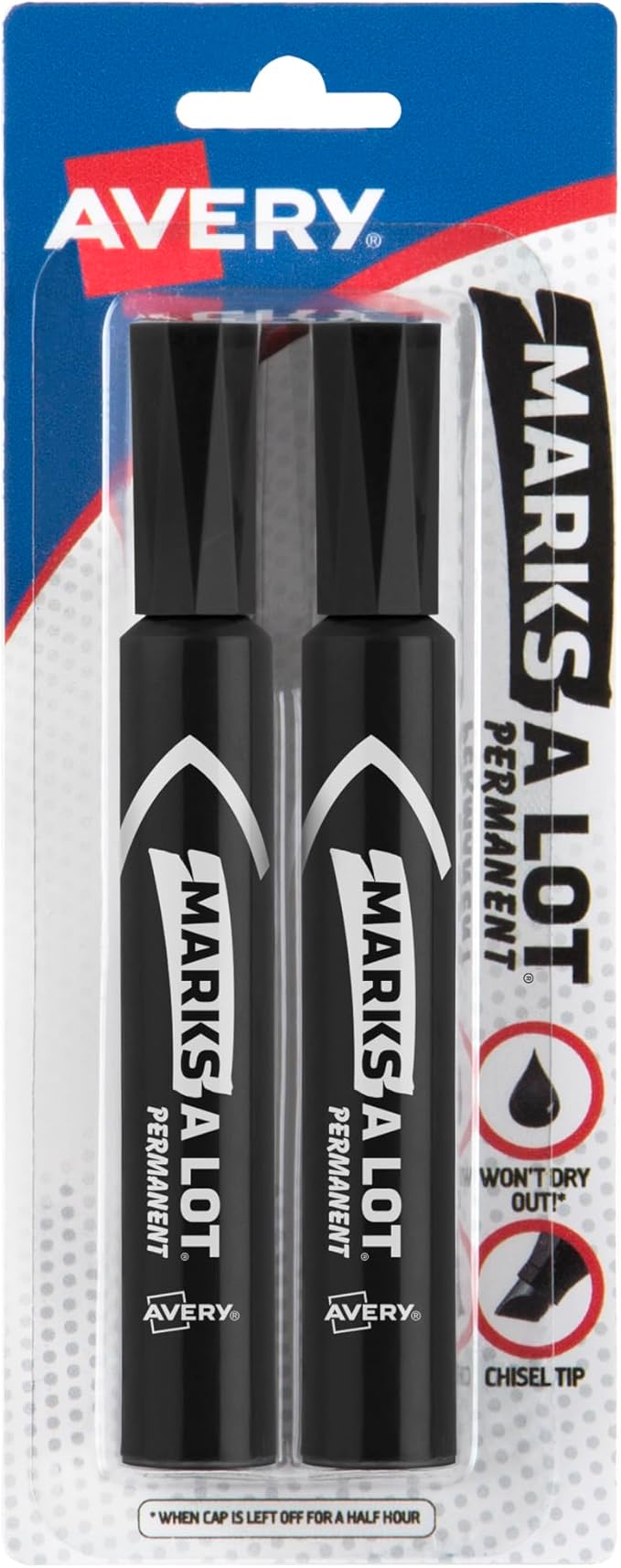 Avery Marks-A-Lot Permanent Markers, Regular Desk-Style Size, Chisel Tip by Marks-A-Lot