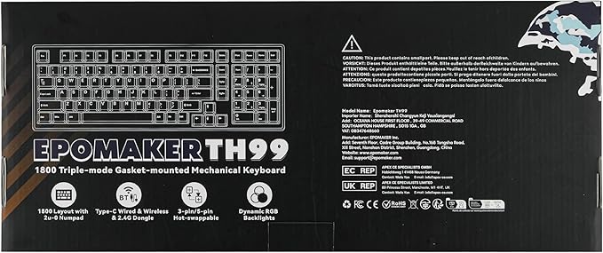 EPOMAKER TH99 Wireless Mechanical Keyboard with Lubed Silent Switch, Quiet Gaming Keyboard, 8000mAh,Creamy Gasket,RGB Backlit,Numpad,PBT Keycap,Hot Swappable,for Gamers/Office (Blue&White)-DeskLoop Office