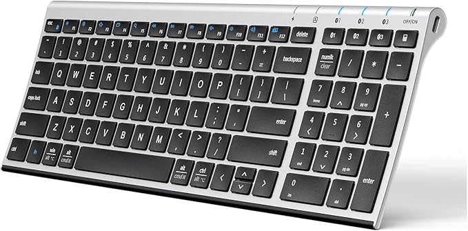 iClever BK10 Bluetooth Keyboard, Universal Bluetooth 5.1 Wireless Keyboard with Number Pad, Ergonomic Design, Multi-Device Compatibility, Stable Connection for Mac, iPad, iPhone, Android, Windows-DeskLoop Office