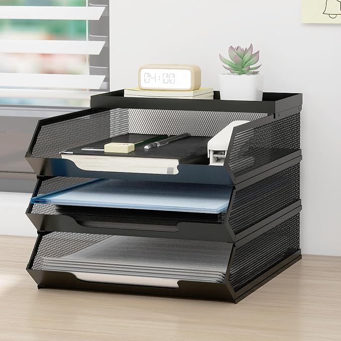 Natwind 3-Tier Stackable Metal Mesh Paper Organizer by Natwind