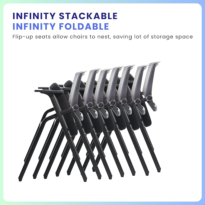 2 Pack Stackable Conference Room Chairs with Paddle Folding Office Chair Foldable Desk Chair Mesh Back and Arms for Conference Meeting Guest Reception Home Office Training Room Chair-DeskLoop Office