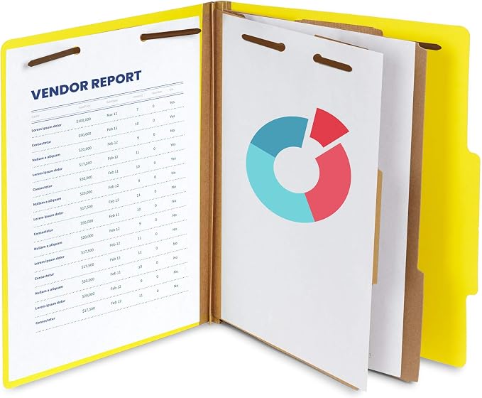 10 Yellow Classification Folders, 2 Divider, 2 Inch Expansions, Durable 2 - Image 5