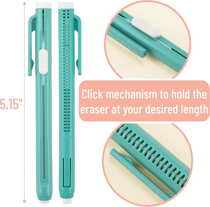 Mr. Pen- Retractable Mechanical Eraser Pens, 6 Pack, Coral Colors | Latex-Free - Image 3