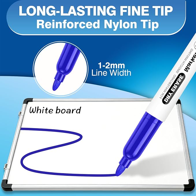 SFAIH Blue Dry Erase Markers Fine Tip - Image 2