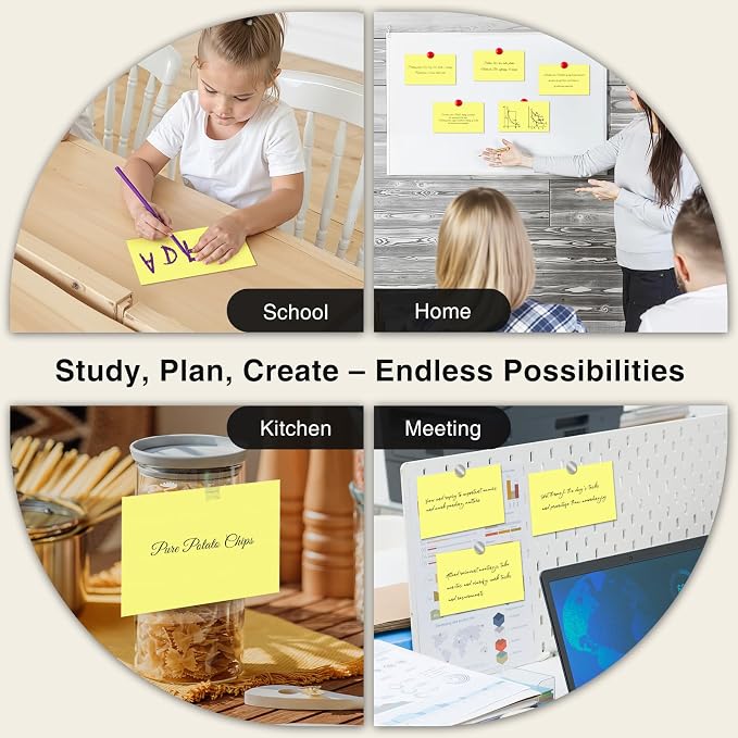 300 Count Blank Index Cards 3x5 Inch Yellow Flash Cards Colored Cardstock - Image 7