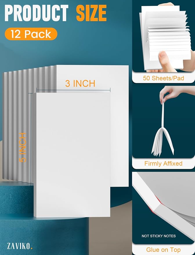 12 Pack Mini Note Pads 3x5 Inch, Scratch Pads - Image 2