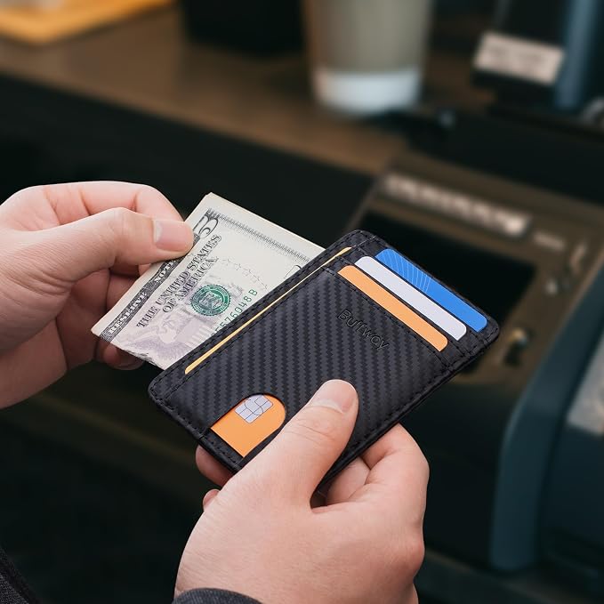 Buffway Slim Minimalist Front Pocket RFID Blocking Leather Wallets - Image 5