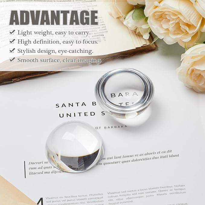 Briwooody 6 Pcs Crystal Dome Magnifier Paperweights Glass Paperweight Reading - Image 7