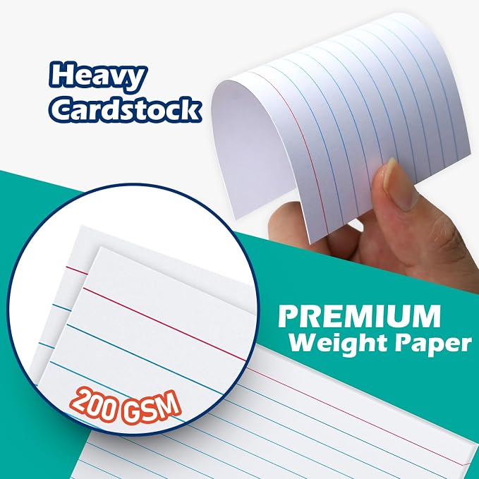 Index Cards 3x5 Lined Ruled Flash Note Cards 3" x 5", 200 GSM Heavy Weight - Image 3
