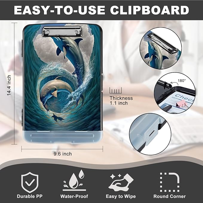 Clipboard with Storage, Heavy Duty Plastic Storage Clipboard with Low Profile - Image 3