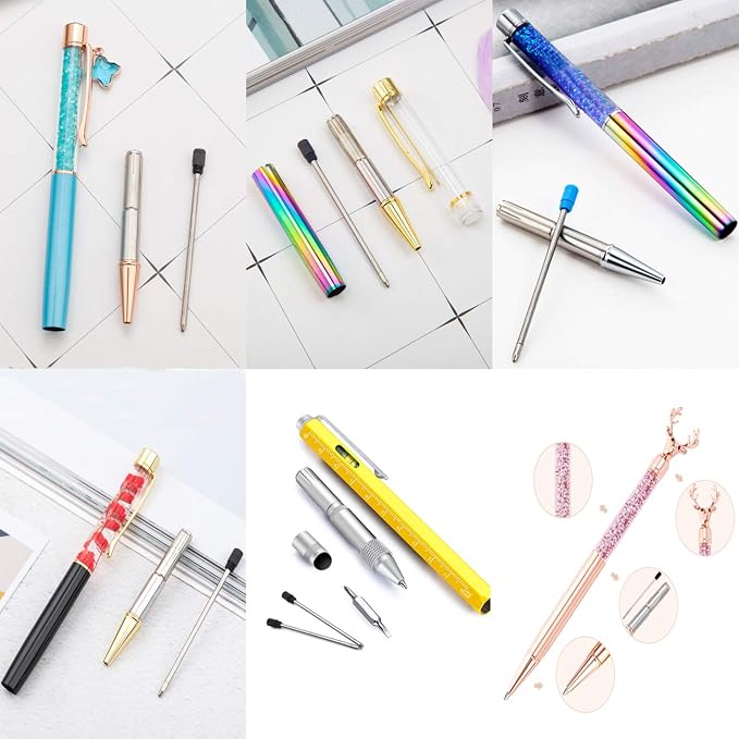 PASISIBICK 2.75'' Black Ink Crystal Pen Refills, Standard D1 Ballpoint Pen - Image 4