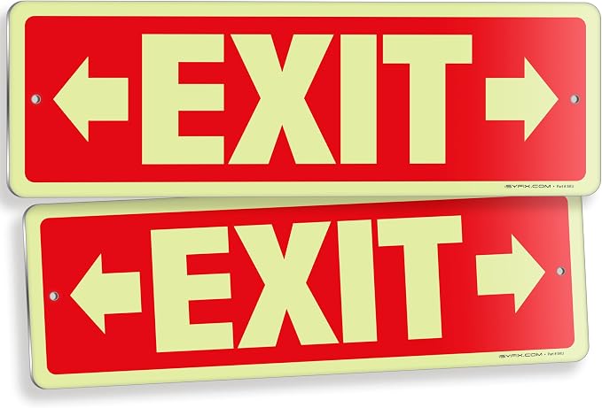 iSYFIX Exit Signs with Directional Right & Left Arrow, Glow in the Dark by iSYFIXPREMIUMSIGNS