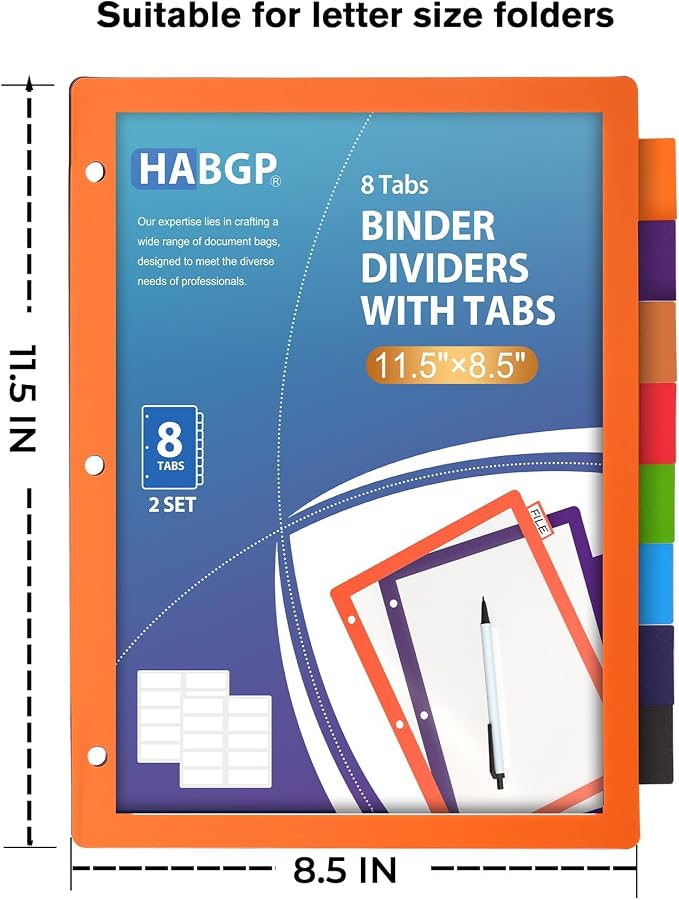 HABGP 16Pcs/2 Set 8 Tab Dividers - Image 8
