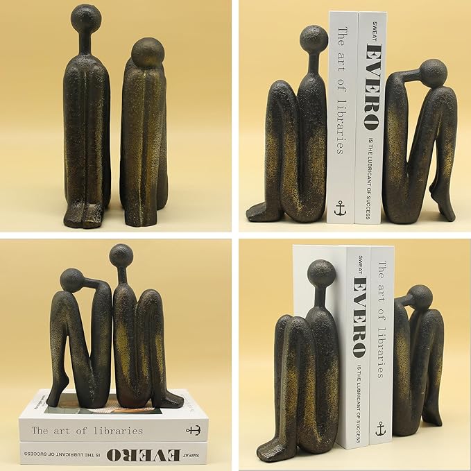 Lukitas Thinker Decorative Bookends, Non-Slip Book Holder, Book Ends - Image 3