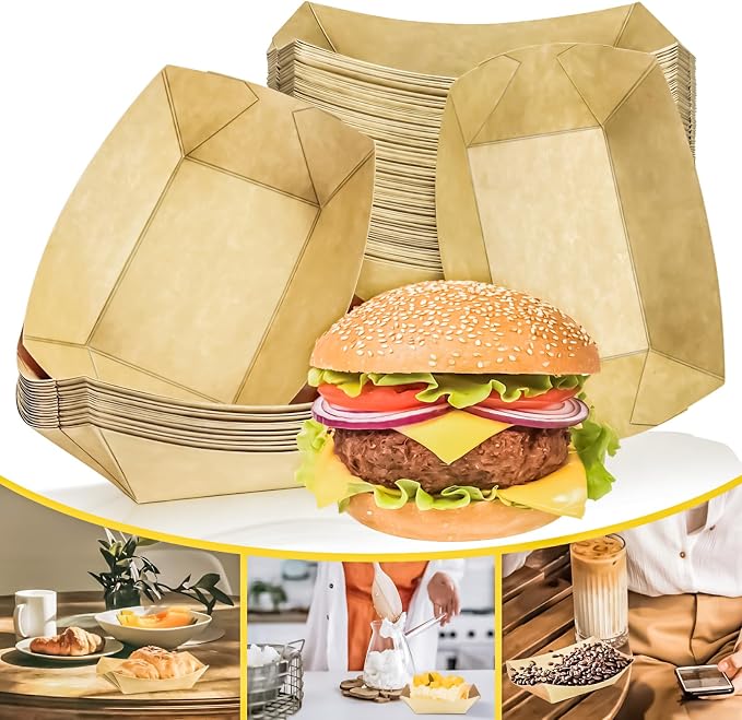 100 Pack 1Lb Paper Food Boat Trays Disposable Paper Boat Plates Containers - Image 7