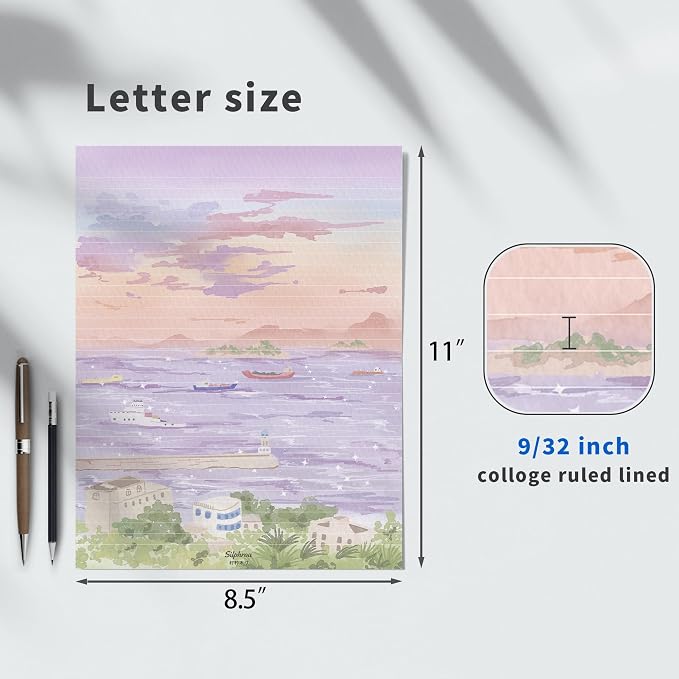 Aesthetic Stationery Notepad, 8.5 x 11 College Ruled Thick Memo Writing Pad | - Image 5