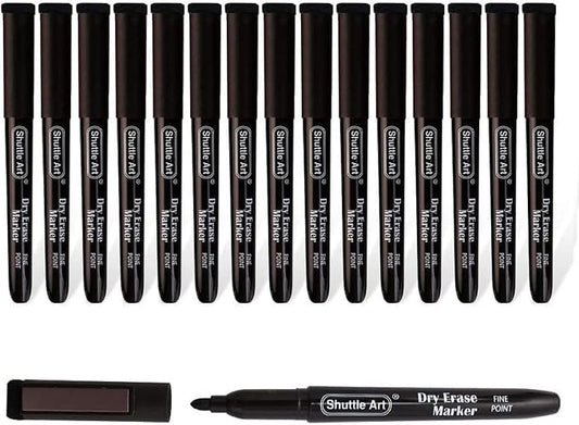 Shuttle Art Dry Erase Markers, 15 Pack Black Magnetic Whiteboard Markers by ShuttleArt