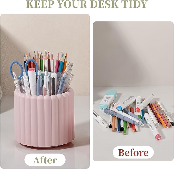 Anyoifax 360° Rotating Pen Holder 7 Slots Desk Organizer Removable Pencil Cup - Image 4