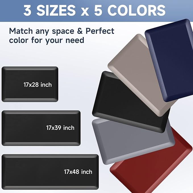 4/5 Inch Thick Kitchen Mats for Floor, StepRite Kitchen Rug for Standing Desk, Non-Slip, Thicker, Stain Resistant, Water Resistant, Comfort Anti Fatigue Floor Mat for Home, Kitchen, Office - Black-DeskLoop Office