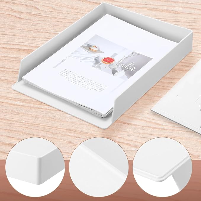 4 Pcs Stackable Desk Organizer Trays Rectangular Plastic Desk Holder Desktop - Image 3