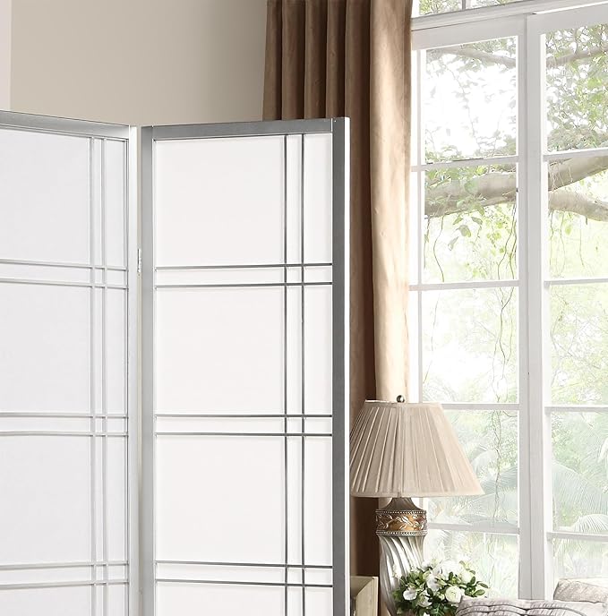 NicBex Room Divider 4 Panel Room Dividers with Paper-Looking Partition Room Dividers and Folding Privacy Screens Wall Divider for Home, Office, Room Separation,72" W x 1" D x 70" H, Silver-DeskLoop Office