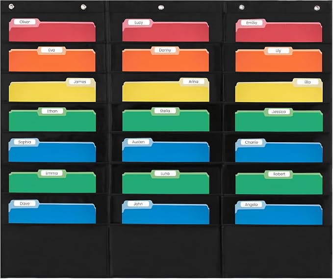 Essex Wares - 21 Pocket File Pocket Chart, and More - Wall Folder Organizer - by EssexWares