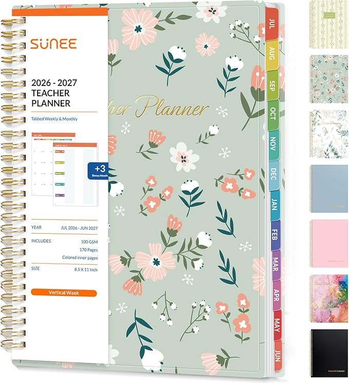 SUNEE Teacher Planner 2026-2027 Academic Year, Lite Lesson Planner Book by SUNEE