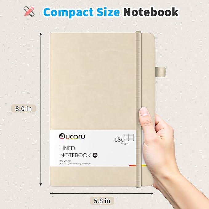 Oucaru Lined Journal Notebook, 16 Pack, 180 Pages, A5 Journals - Image 2
