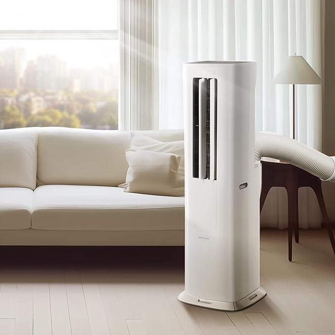 Hisense API0825UW1D Smart Inverter Twin Hose 8,000 BTU (DOE) 350 SF Heat/Cool Tower Portable Air Conditioner, White-DeskLoop Office
