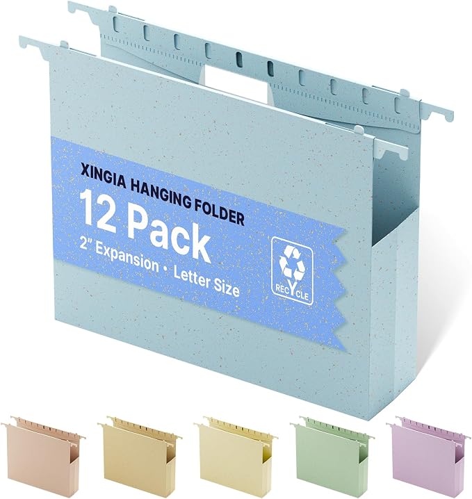 XINGIA Plastic Hanging File Folders Letter Size, 12 Pack Reinforced Hanging by Unknown