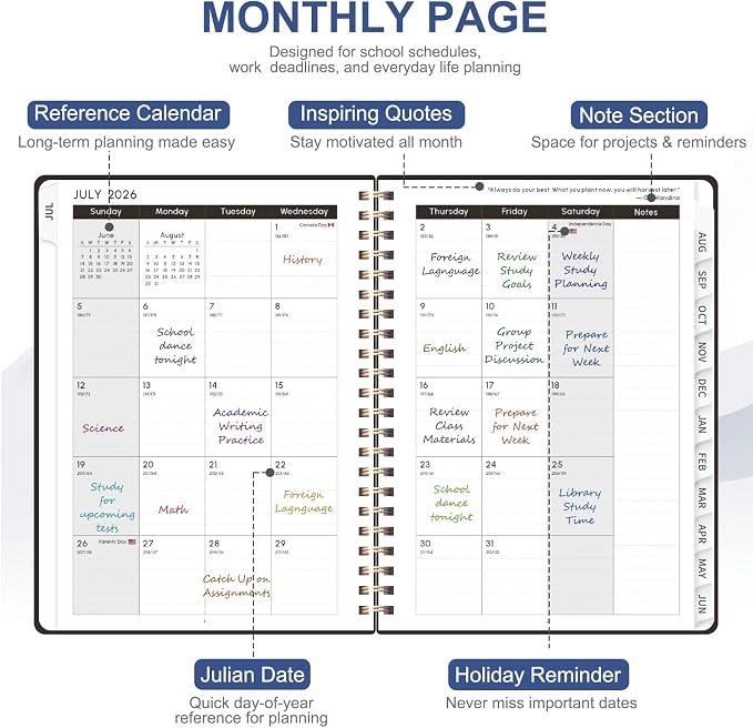 Planner 2026-2027, Weekly and Monthly Calendar Planner, JUL 2026 - Image 4