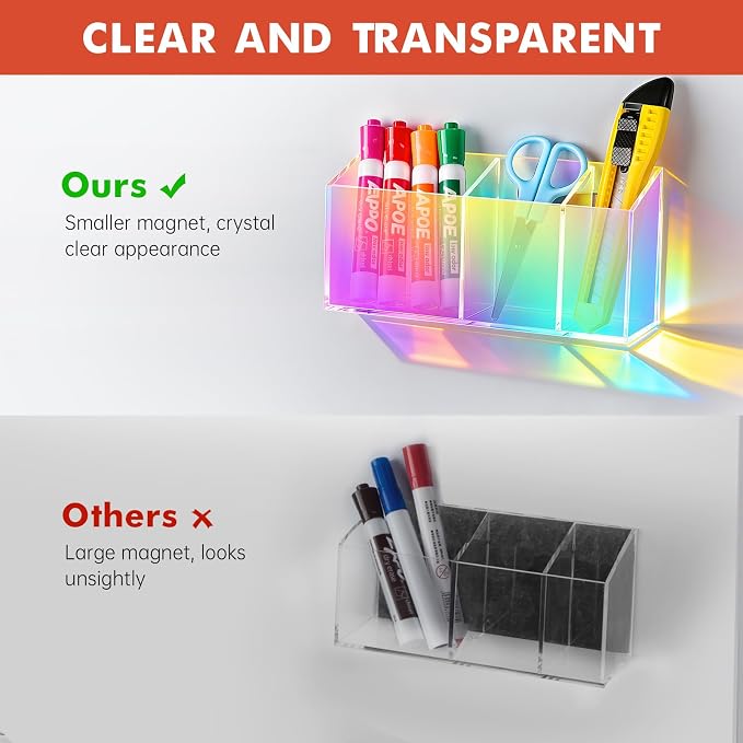 Magnetic Dry Erase Marker Holder, Acrylic Magnet Pen Holder - Image 4